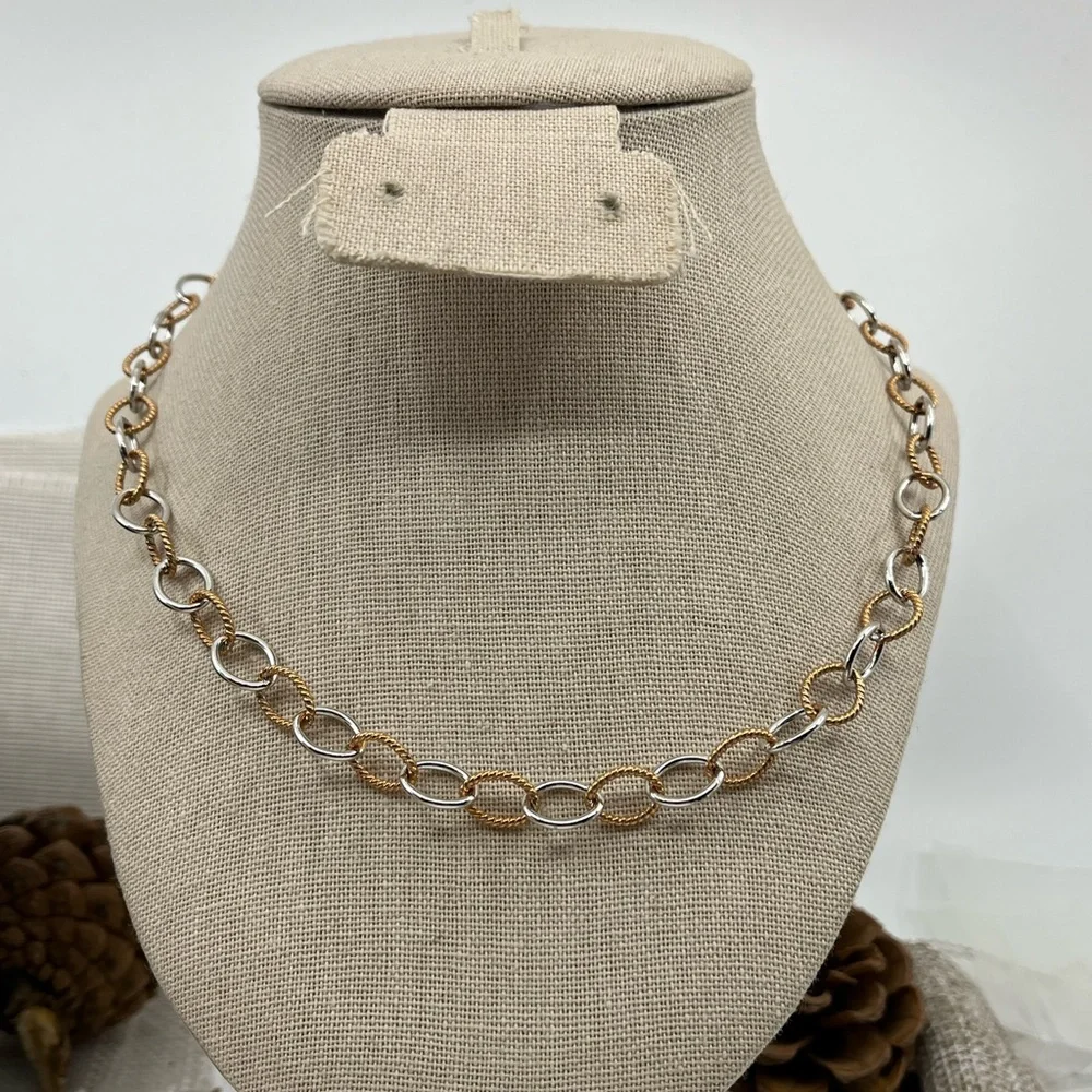 925 Italy Milor Two-Tone Sterling Silver Necklace ~18" - Picture 7 of 17